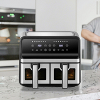 Four à air friteuse 4 + 4L à double pot Lancement d'un nouveau produit multifonctionnel à commande numérique Smart Visual Electric pour usage domestique et commercial