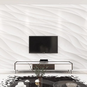 Papel Tapiz Moderno de Tela de Seda 3D con Rayas Cóncavas y Convexas de Ondas de Agua y Diseño a Cuadros para Sala de Estar u Oficina, Fondo de Arte Abstracto - Product Image 3