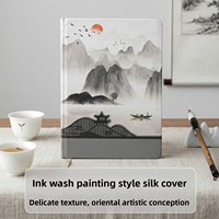 Coffret Cadeau Personnalisé avec Carnet à Reliure Agrafée sur Toile Paysage Équestre et Logo, Cadeau Commémoratif pour Entreprise/Bureau
