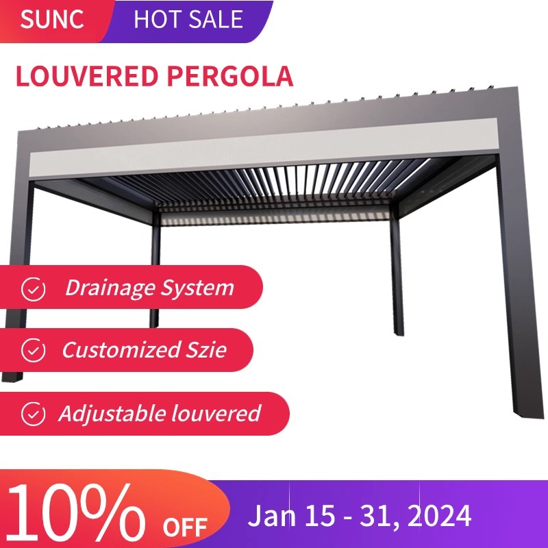 High Quality Gazebo Pergola Motorized Louvered Roof Waterproof Garden Building Outdoor Pergola Aluminium Bioclimatic 5x3