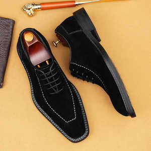Outdoor <b>Height</b> <b>Increasing</b> Large Sized Men's Breathable Closed Lightweight Anti-Slip Fashionable Leather Slip-On Business Formal - Product Image 4