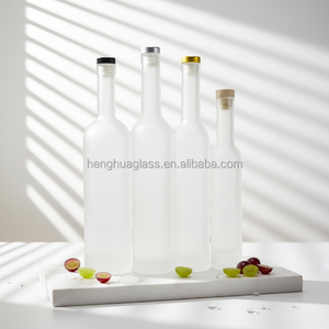 Bouteilles de <span class=keywords><strong>vin</strong></span>, rhum, liqueur, vodka, spiritueux, liquides, vides, de luxe, rondes, en verre Super Flint transparent, 200 ml, 375 ml, 500 ml, 750 ml, avec bouchon - Product Image 6