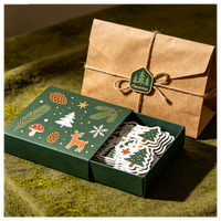 Ensemble d'emballage cadeau de Noël personnalisé rouge de luxe, sacs en papier, boîtes en papier et autocollants avec estampage à chaud, solution d'emballage décorative