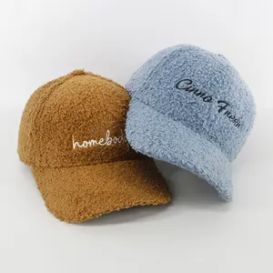 カスタム刺Embroideryロゴデザイン冬暖かいふわふわお父さん帽子女性のためのフェイクテディファー野球帽