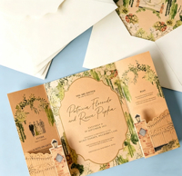Cartes d'invitation de mariage personnalisées avec enveloppes, papier couché, impression numérique, pelliculage