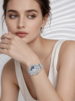 Montre RICECGO Iced Out Moissanite, diamantée, luxe, quartz, date, style hip-hop, or, entièrement sertie de diamants.