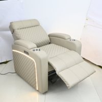 Fauteuil inclinable électrique de luxe pour home cinéma, siège de cinéma en cuir PU inclinable électriquement avec porte-gobelet