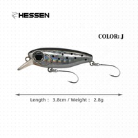 Leurre dur minnow à coulée lente 38mm 2.8g, action nage vibrante, pour eau douce, rivière, lac, truite, brochet