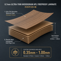 Panneau décoratif en stratifié haute pression (HPL) à grain de bois de 0,7 mm pour meubles, armoires, murs, portes, comptoirs, design d'intérieur