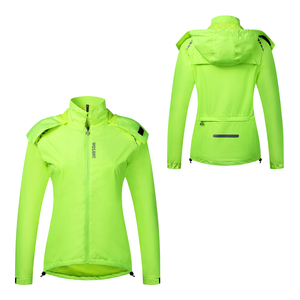 Chaqueta de Ciclismo Cortavientos Verde Brillante para Mujer, Chaqueta Deportiva de Manga Larga para Exteriores con Capucha y Logotipo Frontal, 100% Poliéster - Product Image 1