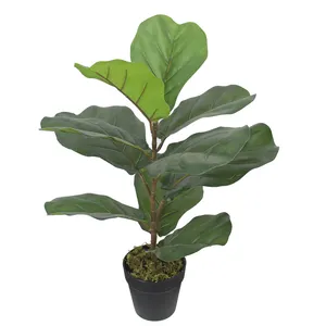 Fiddle Fig Tree Garden Decoration Artificial Banyan Artificial Plastic Green Technology Customized Leaves Mold Color Plant