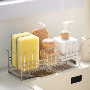 ชั้นวางจานสแตนเลสทรงสี่เหลี่ยมสำหรับอ่างล้างจานในครัว พร้อมด้านข้างหนาพิเศษ แบบตั้งพื้นสำหรับจัดระเบียบตู้ - Product Image 1