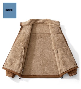 Giacche Invernali Casual da Uomo su Misura, Taglia Grande, in Pile Polare Ecologico con Zip, Antivento per Esterno, con Fodera in Sherpa - Product Image 4