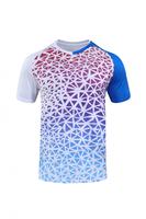 Jersey Bulu Tangkis Mosaik Gradien Kustom, Menyerap Keringat, Ramah Kulit, Cepat Kering, Pakaian Latihan Tim, MOQ Rendah, Pesanan Grosir