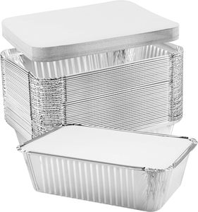 Vassoio monouso in alluminio da 750ml con coperchi di cartone con teglie di alluminio oblunghe con coperchio - Product Image 1