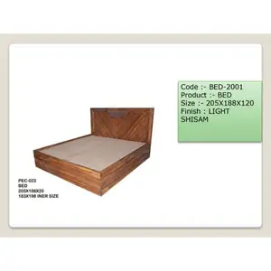 Direct from Indian Industries Saving Space Wooden Bed Frame Modern Double Bed Design Practical Double Bed With Storage