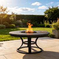Table de foyer extérieure moderne multifonction pour patio, cour et jardin, idéale pour les repas et le maintien au chaud