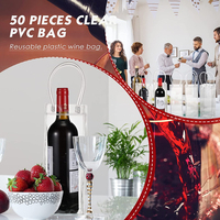 Sacs de vin de glace Pochette transparente Seau à glace Bouteille de vin Sac fourre-tout transparent avec poignée de transport Boisson