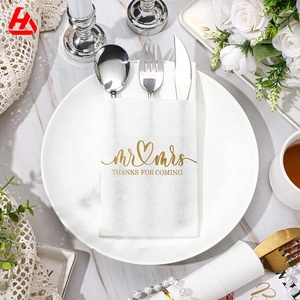กระดาษเช็ดปากสำหรับงานเลี้ยงอาหารค่ำแบบพับได้1/8มีช่องใส่ช้อนส้อม - Product Image 2