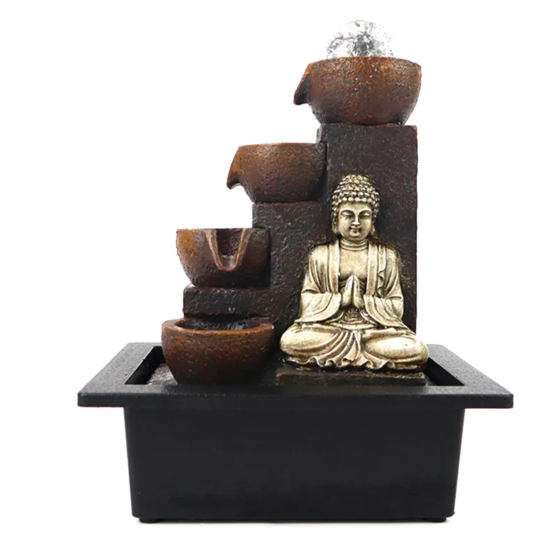 Лидер продаж, домашний офисный декор, Настольная статуя Будды, водяной <span class=keywords><strong>фонтан</strong></span> со светодиодным шариком