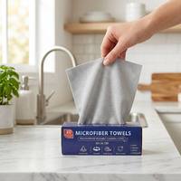 Boîte de 30 lingettes en microfibre personnalisables avec logo, réutilisables, ultra absorbantes, pour le nettoyage domestique, directement de l'usine