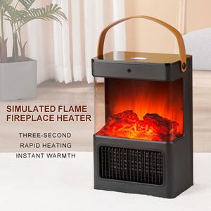 Ventilateur chauffant à simulation de flamme 2000W 220V avec télécommande, thermostat réglable, céramique PTC, personnalisable, mini, portable, électrique - Product Image 1