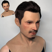 Masque intégral en silicone haute simulation avec barbe et cheveux, couvre-chef en latex pour travestissement, accessoire pour théâtre, film, cosplay