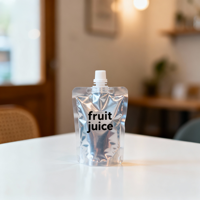 Emballage debout personnalisé avec couvercle anti-fuite en matériau composite, bec verseur, qualité alimentaire, remplissage à chaud, purée de fruits, jus, gelée, boisson