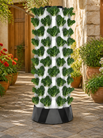 Tour hydroponique compacte à 10 niveaux pour jardin vertical avec pompe submersible et panier en filet pour balcon et toit de maison