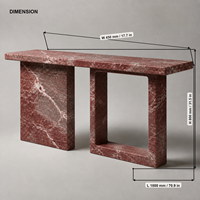 Table console contemporaine de luxe léger en marbre rouge multicolore sur mesure pour projets hôteliers et de villas