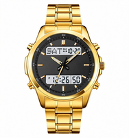 Jam Tangan Pria Digital Mewah Merk Ternama dengan Tali Baja Anti Karat, Tahan Air, Alarm, Kronograf & Layar LED