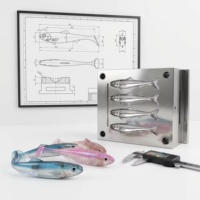 Moule d'injection pour leurres de pêche souples, personnalisé, haute précision, multi-cavités, pour leurres nageurs à queue de pagaie, en acier inoxydable de haute qualité