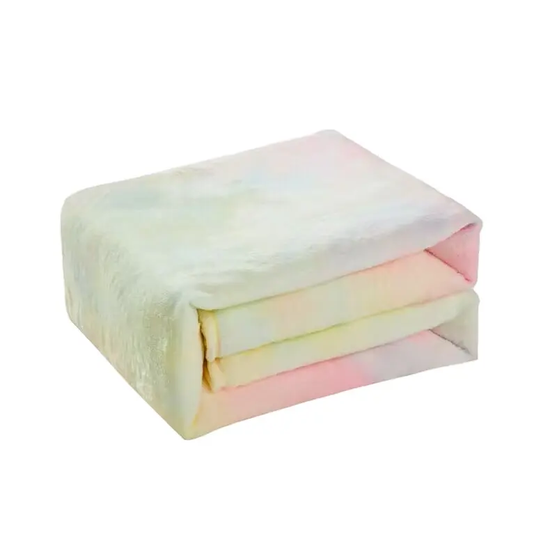 Cozy Rainbow Flannel Fleece Blanket 280gsm Mink Plush Blanket for All Season Customized Girl's Throw Blanket for Couch Sofa Home