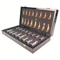 Jeu d'échecs de luxe pliable en bois avec motif marbré, 42 cm (16,5 pouces), de qualité supérieure, fabriqué sur mesure en usine, pour intérieur