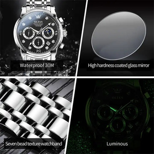 OLEVS 2889 Montre sport pour homme <span class=keywords><strong>de</strong></span> haute qualité, bracelet en acier, quartz, <span class=keywords><strong>calendrier</strong></span> lumineux, étanche, style décontracté et professionnel - Product Image 6