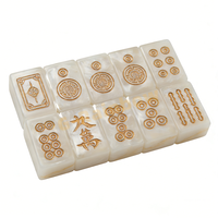 Jeu de Mahjong de Luxe en Nacre Peint à la Main avec Encre Dorée, Couleurs Personnalisées, Tuiles de Mahjong Américaines en Nacre