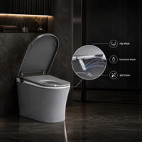 WC intelligent monobloc sans bride avec bidet chauffant, chasse automatique, cuvette allongée, double chasse, télécommande, compatible S-Trap et P-Trap