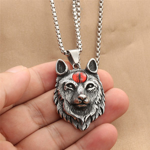 Collier en acier inoxydable avec pendentif tête de loup, bijoux de forme animale rétro punk pour hommes, cadeau 280520 - Product Image 3