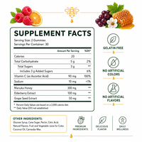 Gummies au miel de Manuka naturel avec extrait de pépins de raisin, sans gélatine, à la pectine, pour le soutien quotidien de la bien-être, vente en gros