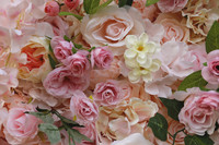 8x8 Fuß Stoffbasis Hellrosa Rosenblütenwand Hintergrund 3D Roll-up Hochdichte Künstliche Blumenwand mit Hängenden Ranken