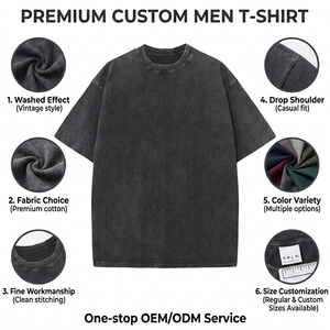 Logo personalizzato di alta qualità Unisex Vintage con <span class=keywords><strong>stampa</strong></span> Dtg ricamo oversize Casual sbiadito da sole manica corta acido Wash t-shirt da uomo - Product Image 2