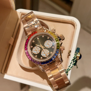 Montre à quartz multifonction de haute qualité pour hommes avec bracelet en acier inoxydable de 41mm avec lunette en diamant fabriquée en Chine - Product Image 6