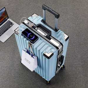 24 inch luxury <b>luggage</b> with <b>aluminum</b> frame, USB charging port, TSA lock cup holder, <b>luggage</b> compartment - Product Image 3