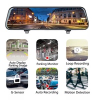 Caméra embarquée V9+ 24H 1080P avec écran IPS 9,66'' et double objectif, boîte noire de voiture avec surveillance de stationnement, WDR et vision nocturne