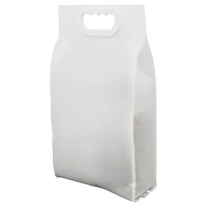 कस्टम प्रिंटिंग प्लास्टिक 5 किलो 10 किलो फ्लैट बूटटम थेल और बासमती चावल पैकेजिंग बैग संभाल के साथ