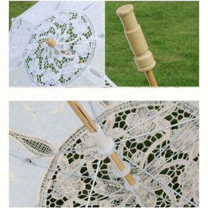 Parasol d'extérieur en bois avec dentelle blanche, décoration unie et centre de mariage en dentelle multicolore - Product Image 6
