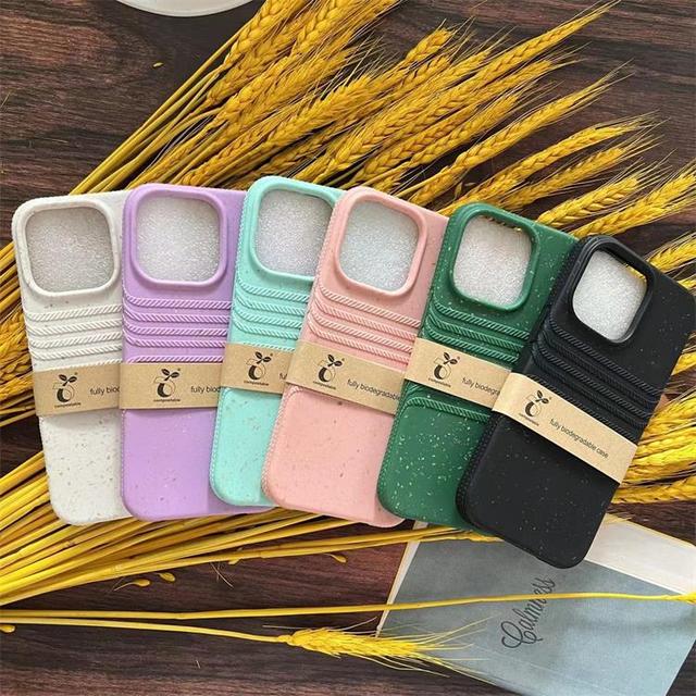 6 Color 360 Degree Tire Pattern Design Biodegradable Wheat Straw Cell Phone Cover Case for iPhone 14 Plus 13 12 Mini 11 Pro Max