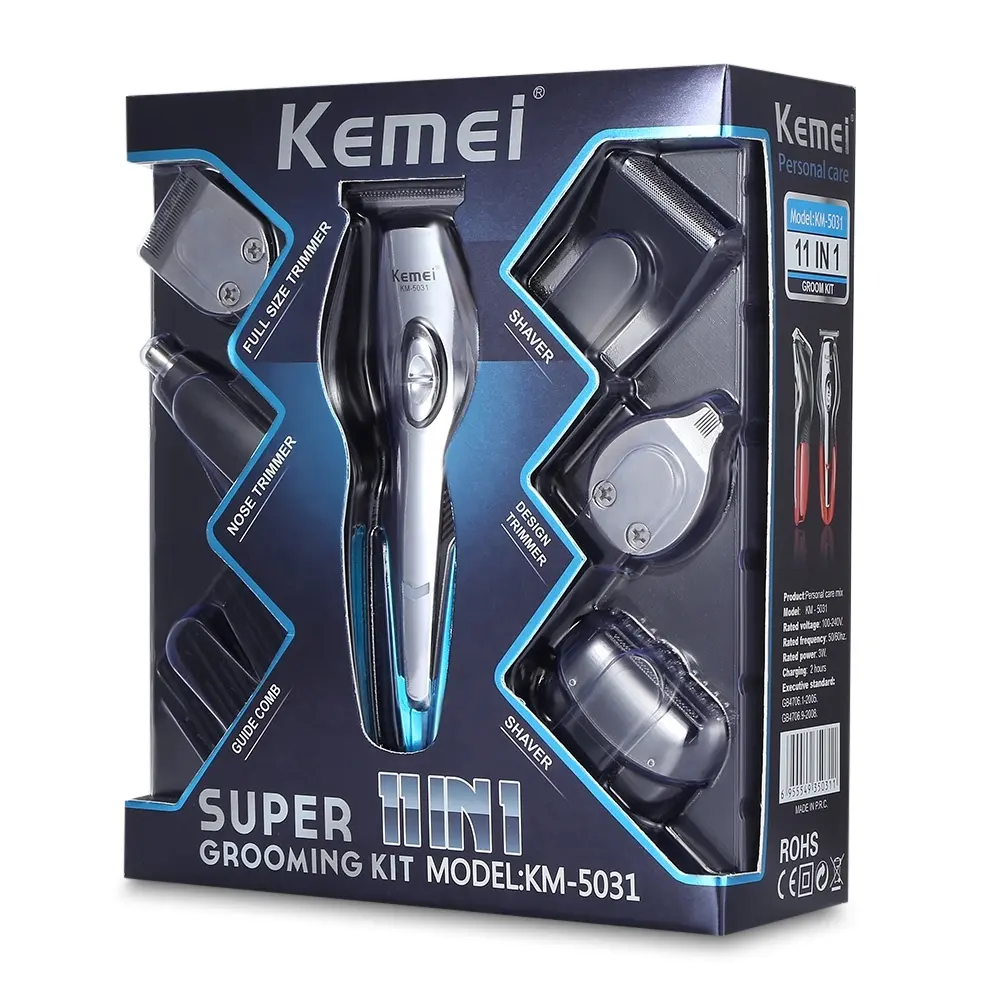 Kemei-5031 11 1 USB şarj edilebilir profesyonel elektrikli saç düzeltici saç kesimi tıraş makinesi sakal düzeltici makinesi