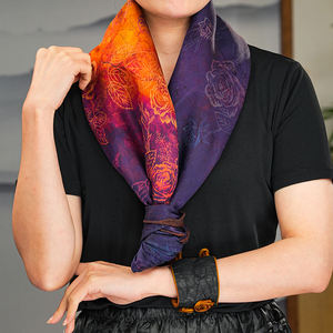 Pañuelo <span class=keywords><strong>de</strong></span> <span class=keywords><strong>Seda</strong></span> Clásico para Mujer, Pañuelo <span class=keywords><strong>de</strong></span> Satén, Estilo Vintage con Estampado <span class=keywords><strong>de</strong></span> Paisaje Clásico, Pañuelo <span class=keywords><strong>de</strong></span> <span class=keywords><strong>Seda</strong></span> Cuadrado Grande - Product Image 6