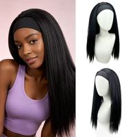 Perruque Yaki longue et lisse en soie glacée noire, style européen et américain, pour femme, en fibre haute température, exotisme transfrontalier